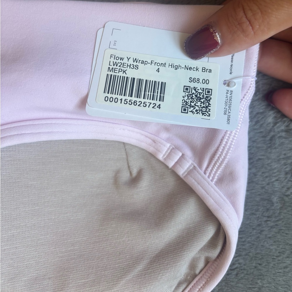 Lululemon Flow Y Wrap-Front High-Neck Bra - Size 4 - Meadowsweet Pink - Picture 3 of 4